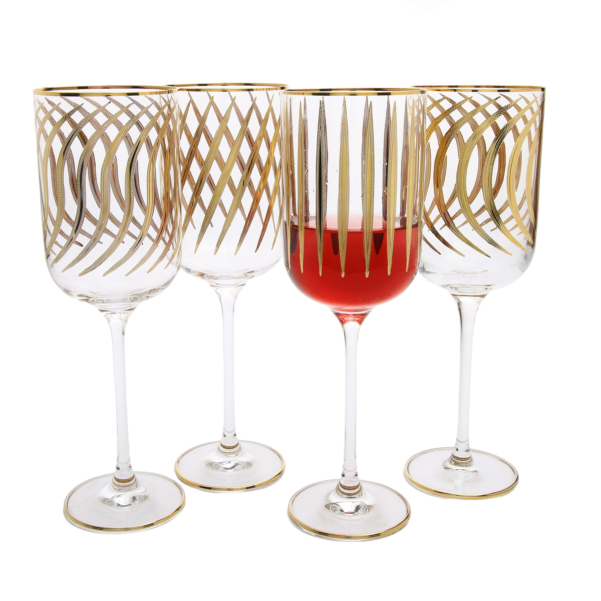 Set of 6 Smoked Square Shaped Wine Glasses – Classic Touch Decor