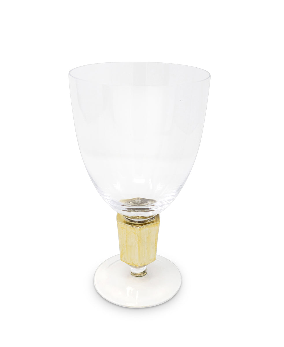 Set of 6 Water Glasses with Gold Detail Stem  Classic Touch Decor