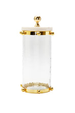 Load image into Gallery viewer, Hammered Glass Canister with Gold Ball Design, 11.25&quot;