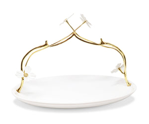 Porcelain Plate with Gold Flower Design, 11"