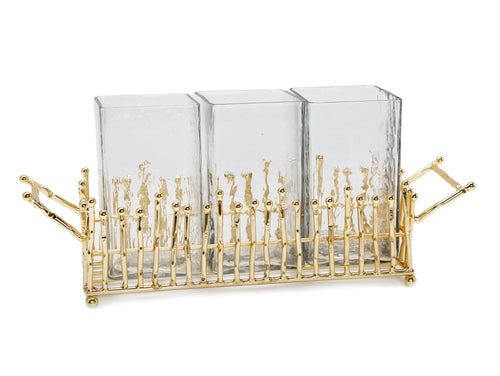 Cutlery Holder with Gold Symmetrical Design