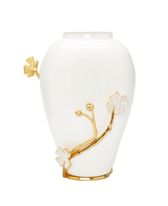 White Vase with Gold Flower Detail