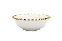 Load image into Gallery viewer, 4 Piece White Dinner Set Gold Beaded Border