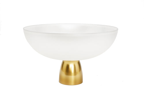 White Glass Bowl on Gold Stem