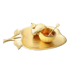 Load image into Gallery viewer, Large Gold Apple Shaped Dish with Removable Honey Jar