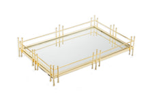 Load image into Gallery viewer, Oblong Mirror Tray with Gold Symmetrical Design