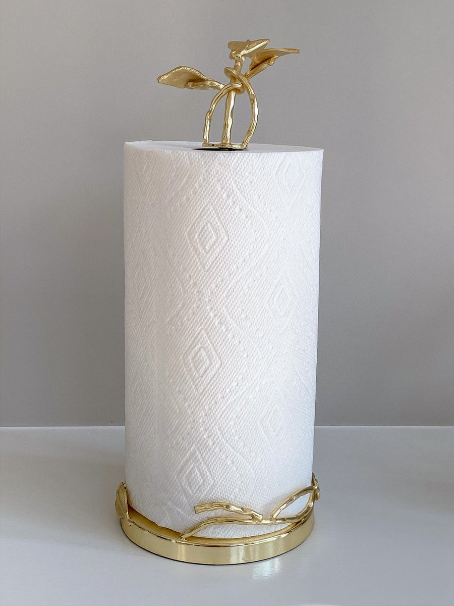 Leaf Paper Towel Holder in Taupe and Gold Colors / Napkin 