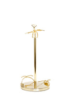 Load image into Gallery viewer, Gold Paper Towel Holder with Leaf Design - 7&quot; Base