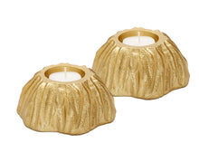 Load image into Gallery viewer, Set of 2 Gold Textured Tea Light Holders