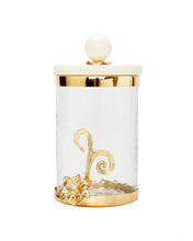 Load image into Gallery viewer, Medium Glass Canister with Gold Design and Marble Lid