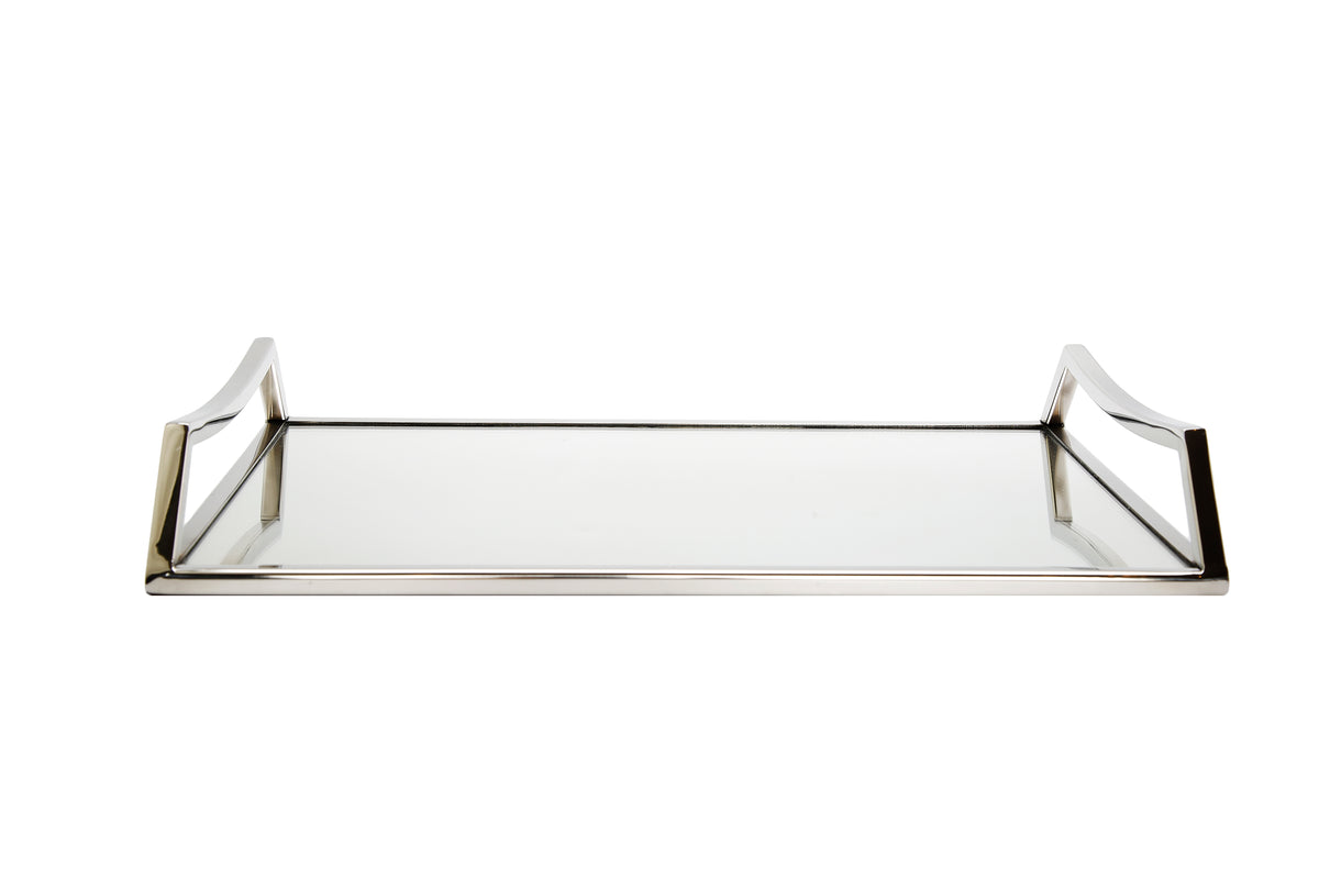 Oblong Mirror Serving Tray with Handles Classic Touch Decor