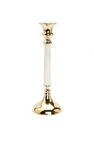 Gold Taper Candle Holder with Marble Stem - 13"H