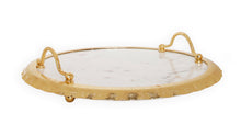 Load image into Gallery viewer, Round Marble Tray with Gold Edge and Handles