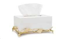 Load image into Gallery viewer, White Tissue Box on Gold Leaf Design Base