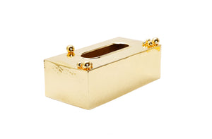 Gold Hammered Tissue Box with Ball Design