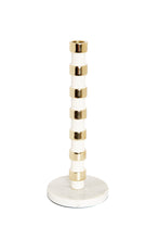 Load image into Gallery viewer, White and Gold Taper Candle Holder on Marble Base - 12&quot;H