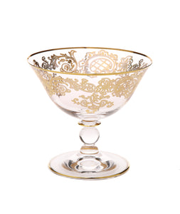 Dessert Bowl w Rich 24 K Gold Design- 4.5"H