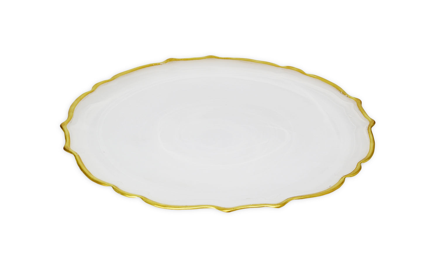 Alabaster White Dinner Plates with Gold Trim, Set of 4