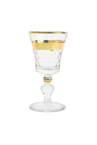Set of 6 Liquor Glasses with Gold and Crystal Detail