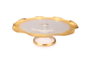 8" Wavy Cake Stand with Gold
