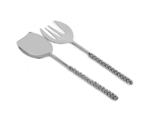 Set of 2 Salad Servers with Silver Twisted Handles