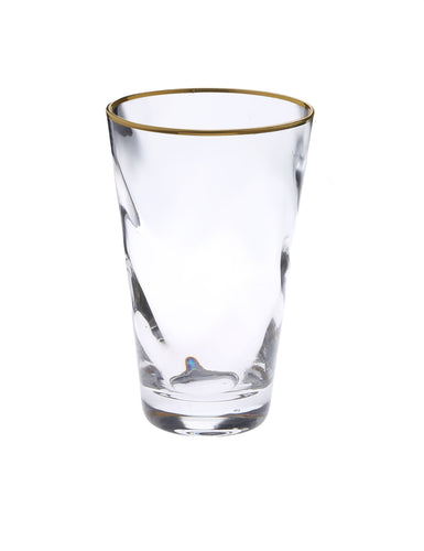 Set of 6 Pebble Glass Glass Water Tumblers with Gold Rim