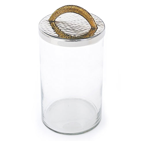 Large Glass Canister with Stainless Steel Lid and Gold Handle