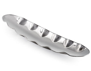 22.5" Stainless Steel Boat Dish With Wavy Edge