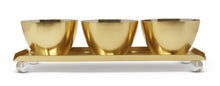 Load image into Gallery viewer, Gold 3 Bowl Relish Dish on Tray with Ball Legs - 14.8&quot;L