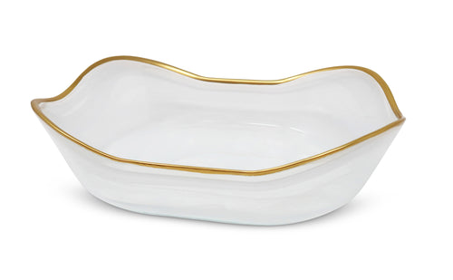 White Alabaster Bowl with Gold Rim