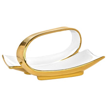 Load image into Gallery viewer, 12" Ceramic 2 Sectional Dish with Gold Outside