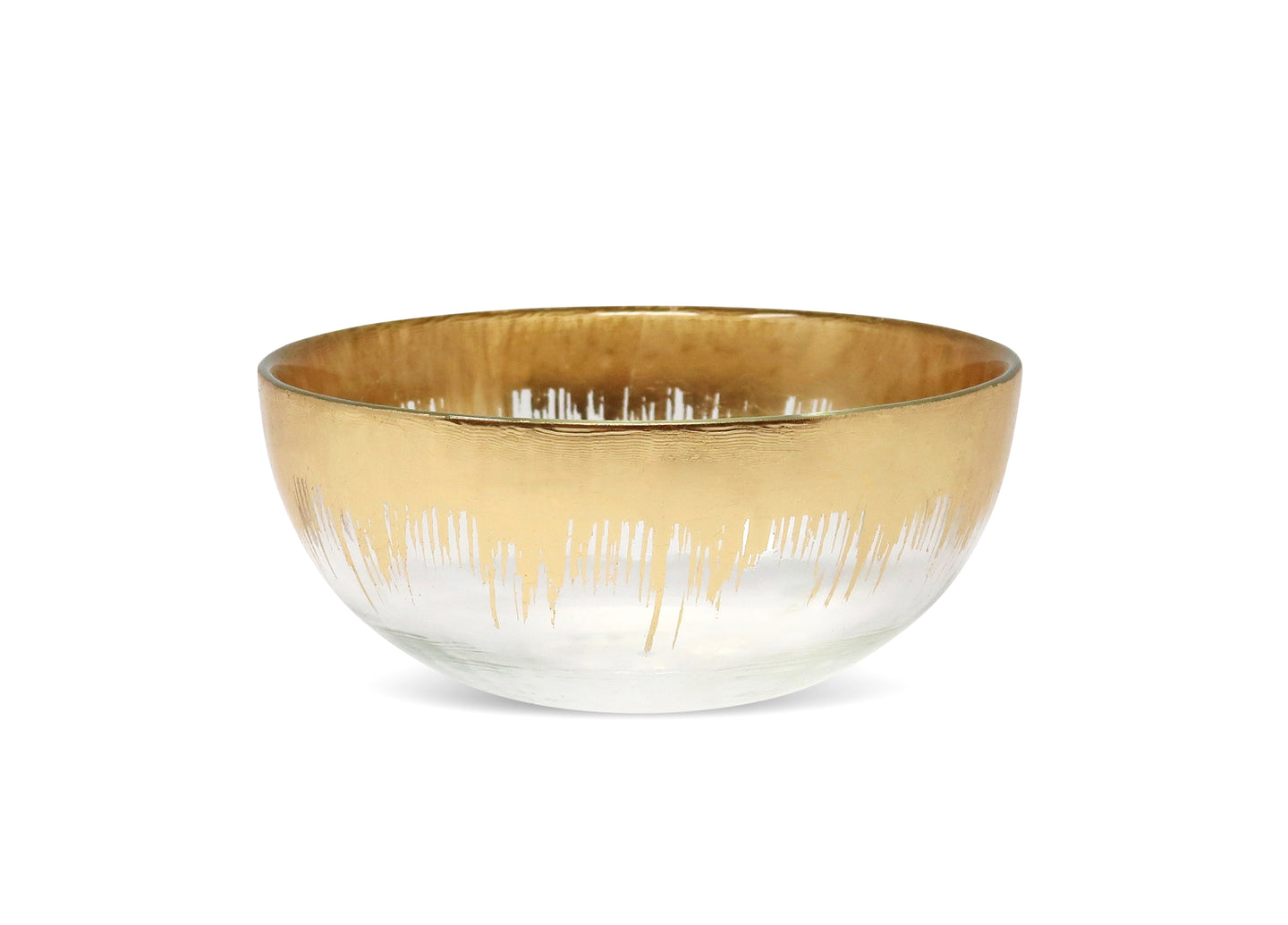 Glass Dessert Bowl with Gold Brushed Rim