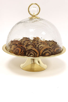 Cake Dome Gold with Clear Ball Knob - 11