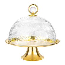 Load image into Gallery viewer, Cake Dome Gold with Clear Ball Knob - 11"