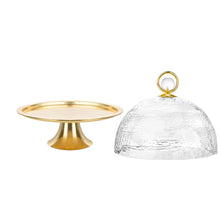 Load image into Gallery viewer, Cake Dome Gold with Clear Ball Knob - 11"