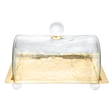 Load image into Gallery viewer, Rectangle Cake Dome Gold with Ball Knob - 10.2&quot;L