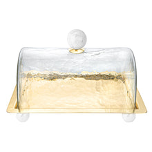 Load image into Gallery viewer, Rectangle Cake Dome Gold with Ball Knob - 10.2&quot;L