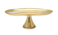 Load image into Gallery viewer, Footed Glass Tray with Gold Brushed Rim