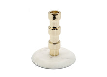 Load image into Gallery viewer, Gold Taper Candle Holder On Marble Base - Medium