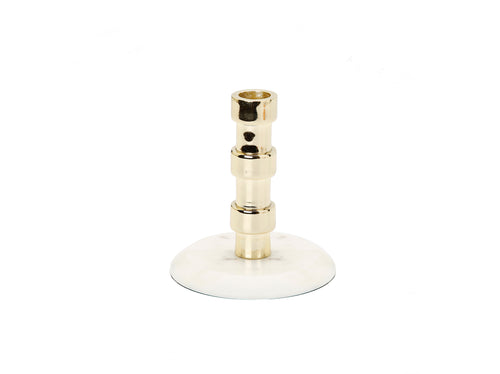 Gold Taper Candle Holder On Marble Base - Medium