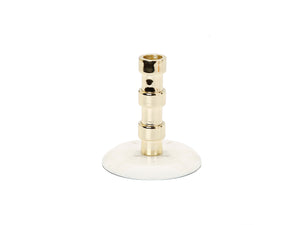 Gold Taper Candle Holder On Marble Base - Medium