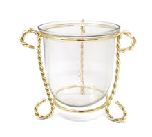 Load image into Gallery viewer, Glass Candle Holder on Gold Brass Stand, 4&quot;