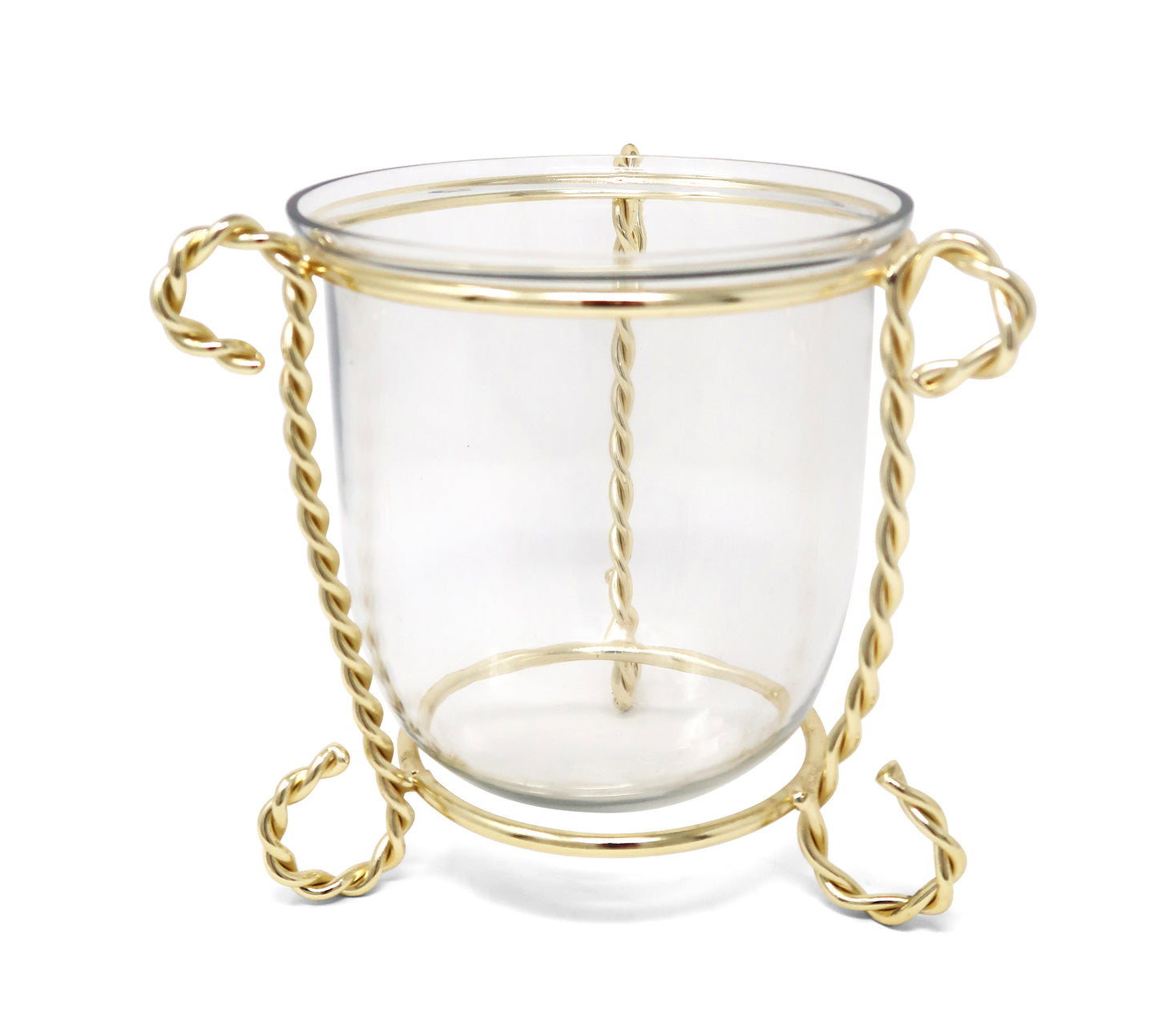 Glass Candle Holder on Gold Brass Stand, 4