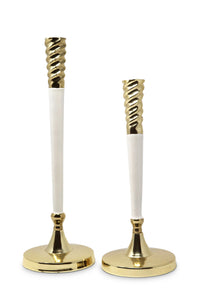 White And Gold Taper Candle Holder - Medium