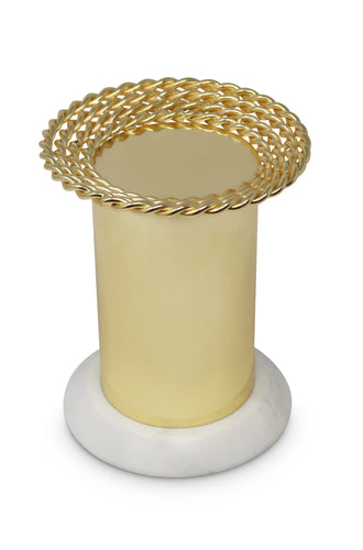 Gold Pillar Canlde Holder on Marble Base - Small