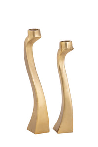 Set of 2 Gold Dimensional Taper Candle Holders