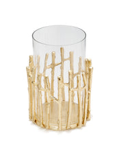 Load image into Gallery viewer, Glass Hurricane/Floral Vase with Gold Twig Design