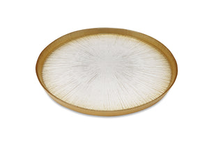 Set of 4 Crystal Glass Plates with Gold Border