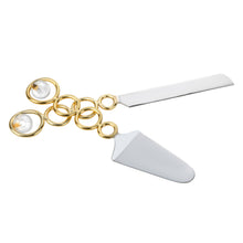 Load image into Gallery viewer, Cake/Salad Servers with Gold Loop Design and Clear Ball