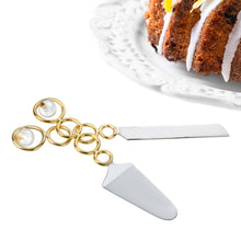 Load image into Gallery viewer, Cake/Salad Servers with Gold Loop Design and Clear Ball